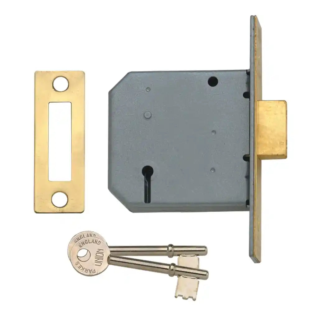 Union 3 Inch 3 Lever Deadlock 2177 - Polished Brass | DY-2177-75-PL