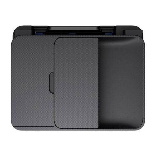 Epson WorkForce WF-2930DWF all-in-one multifunction printer with black and dark gray design showing closed paper tray and control panel