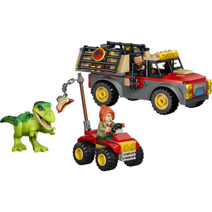 LEGO Jurassic World Young T. rex Transport Truck 77978 - the fully built model on a plain background. 115 pieces. Ages 4+.