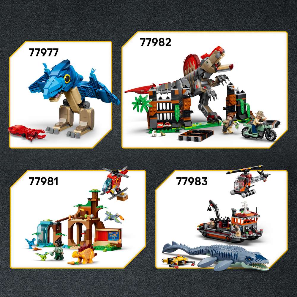 LEGO Jurassic World Young T. rex Transport Truck 77978 - shown alongside related LEGO sets sold separately. 115 pieces. Ages 4+.