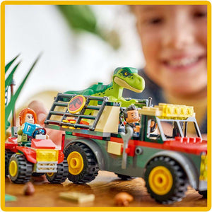 LEGO Jurassic World Young T. rex Transport Truck 77978 - close-up detail of the finished build. 115 pieces. Ages 4+.