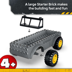 LEGO Jurassic World Young T. rex Transport Truck 77978 - captioned product view. 115 pieces. Ages 4+.