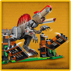 LEGO Jurassic World Spinosaurus Dinosaur Escape 77982 - close-up detail of the finished build. 820 pieces. Ages 9+.