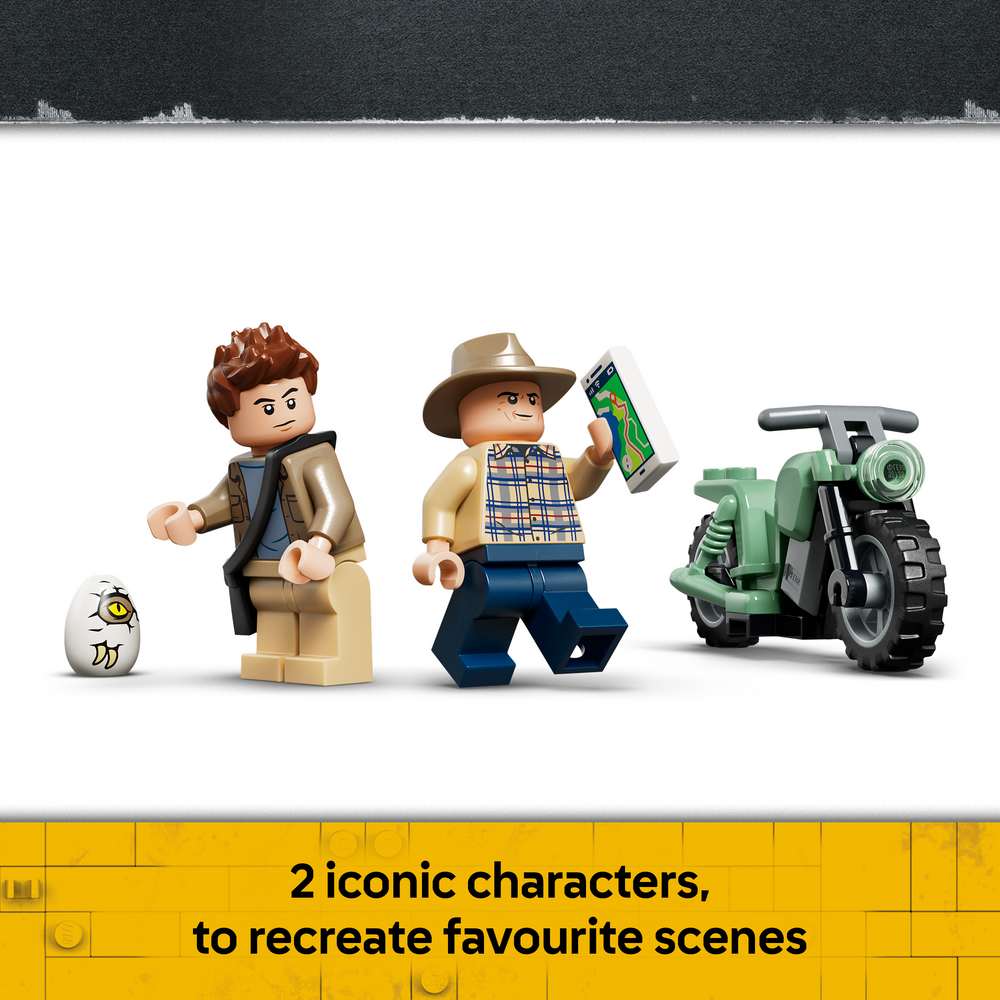 LEGO Jurassic World Spinosaurus Dinosaur Escape 77982 - captioned product view. 820 pieces. Ages 9+.