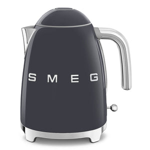 Smeg KLF03GRUK slate grey 1.7 litre retro 50s style electric kettle with chrome handle and stainless steel base