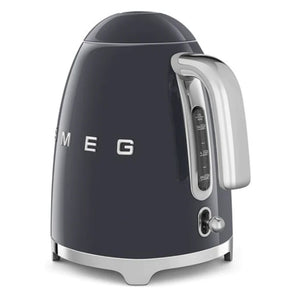 Smeg KLF03GRUK 1.7 litre slate grey retro 50s style electric kettle with stainless steel handle and chrome accents