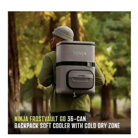 Ninja FrostVault Go 23 Litre Backpack Soft Cooler Cool Bag with Cold Dry Zone - Birch Beige | FF136EUUKCS