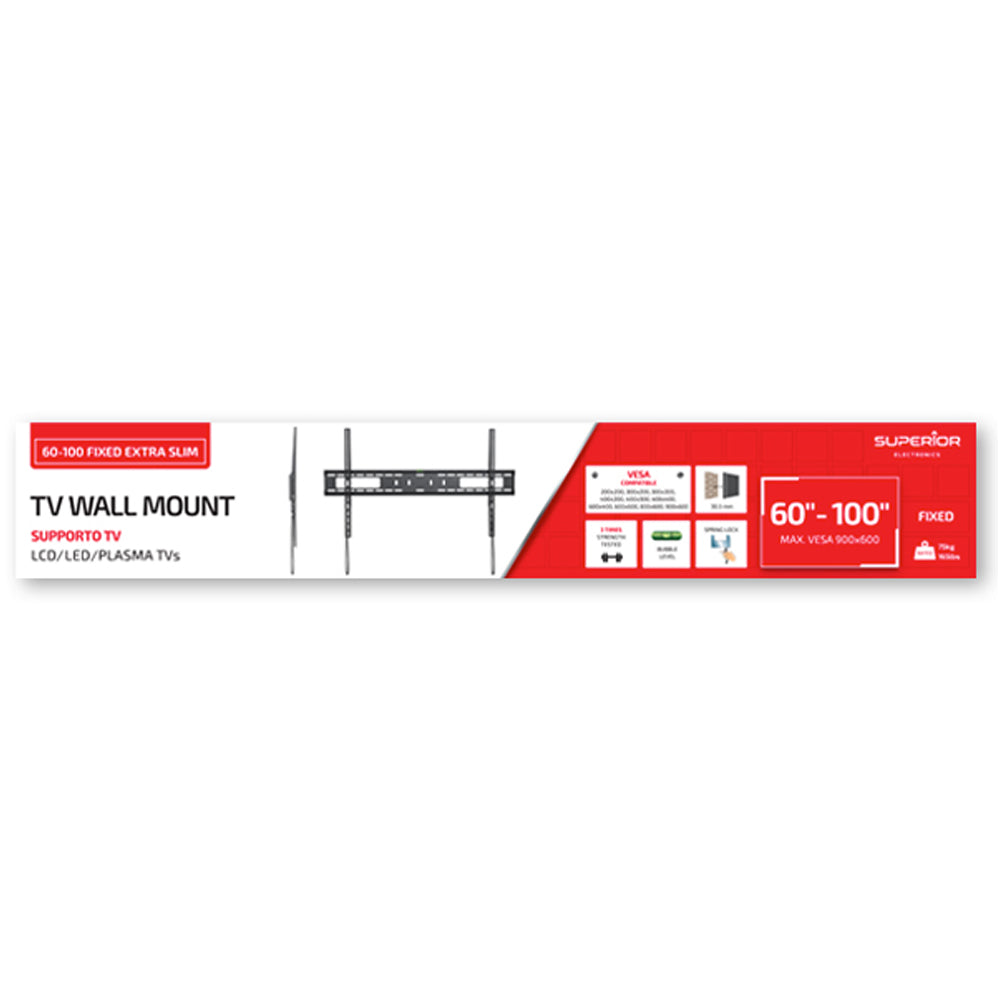 Superior TV Wall Mount Bracket 60" - 100" Fixed Extra Slim | SUPSTV007