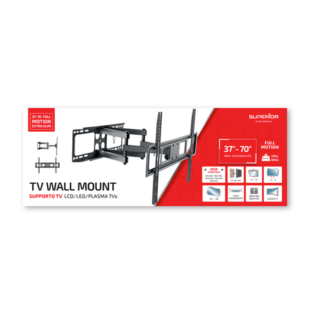 Superior TV Wall Mount Bracket 37" - 70" Full Motion Extra Slim | SUPSTV011