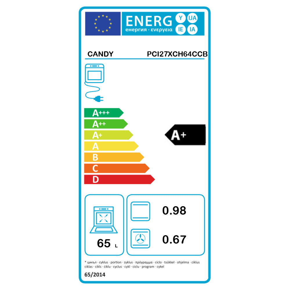Candy Built In Electric Single Oven and Ceramic Hob Pack - Black | PCI27XCH64CCB