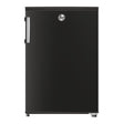 Hoover black under counter freezer with chrome handle and circular logo on front door, compact upright design