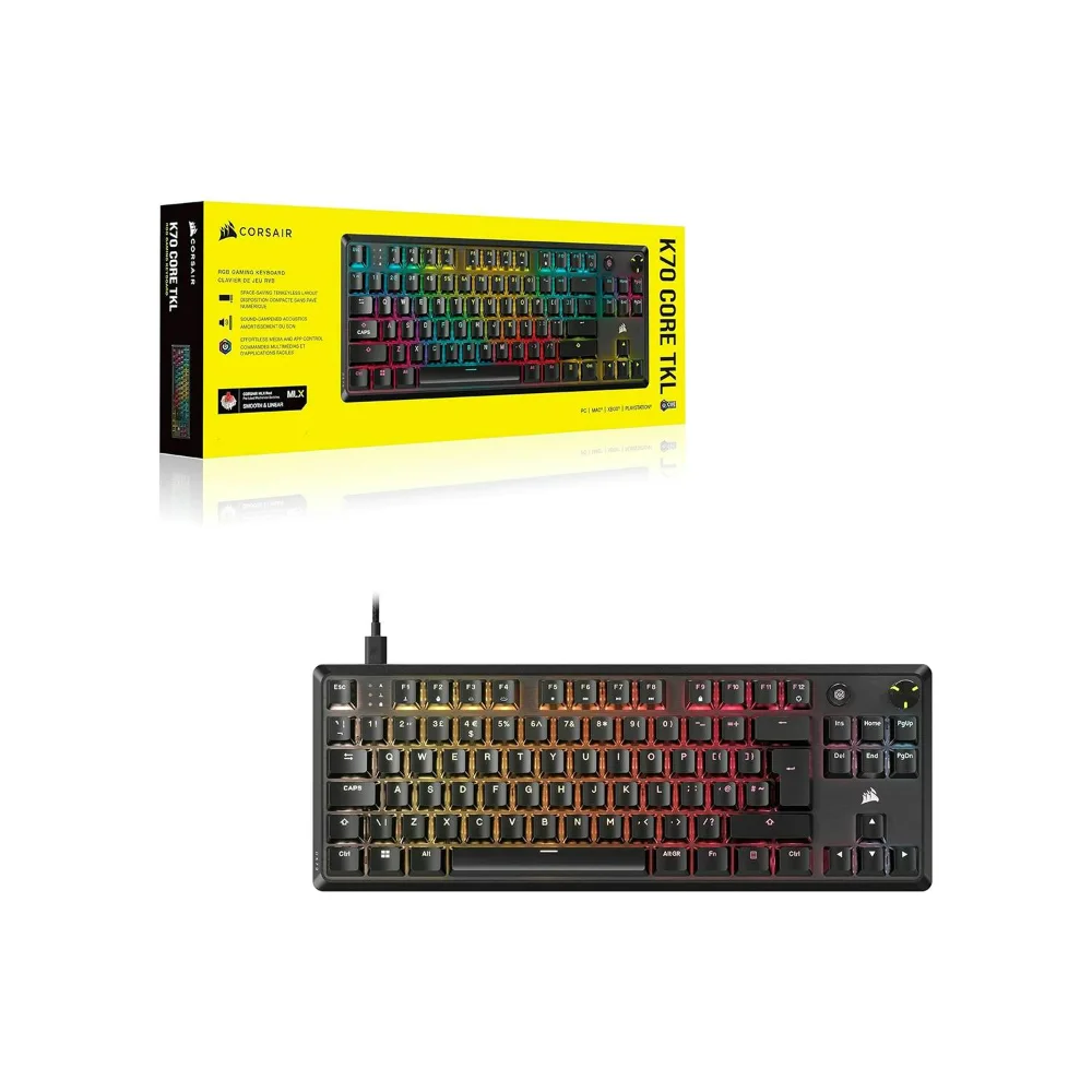CORSAIR K70 CORE TKL RGB Mechanical Gaming Keyboard - Black | 106-CH-911911E-UK