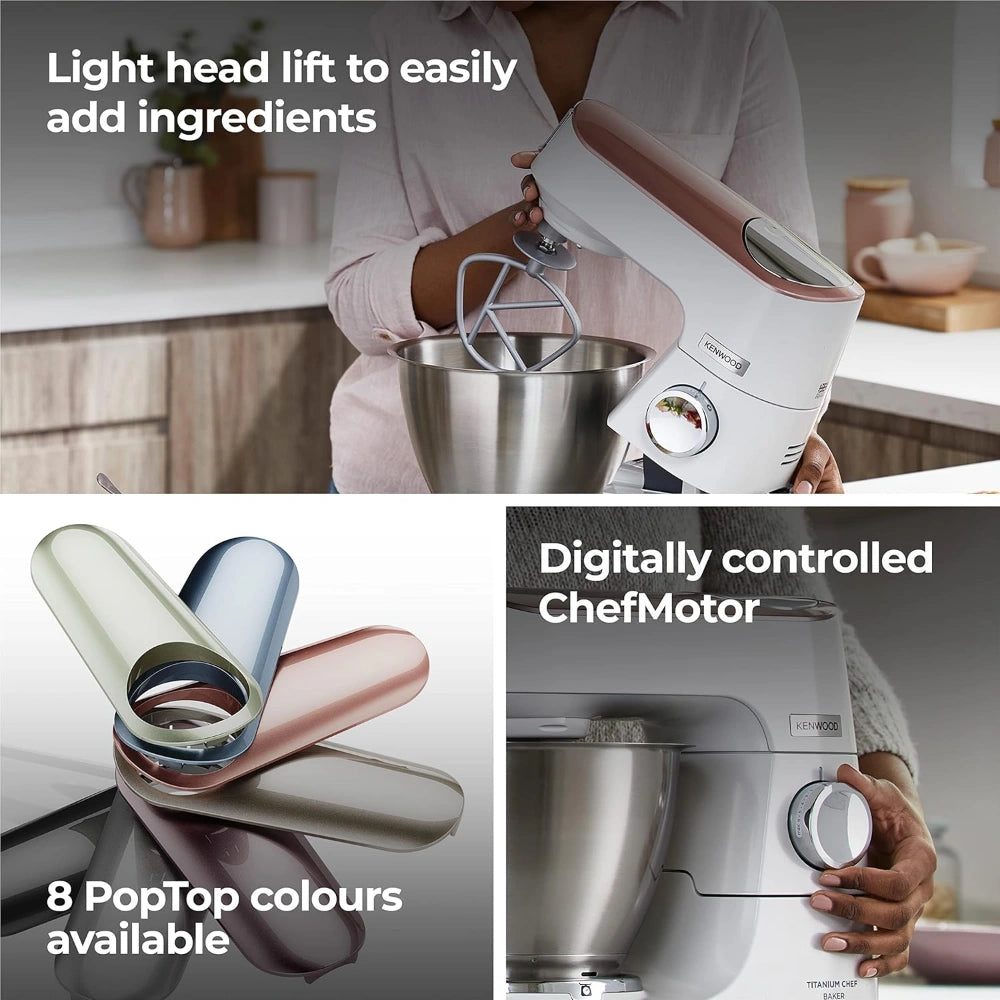 Kenwood Titanium Chef Baker Stand Mixer 1200W - White | KVC65.001WH