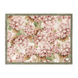 Hug Rug doormat 65cm x 85cm featuring wild hydrangea floral design with pink and white clustered flowers, green leaves, and brown stems on cream background with sage green border