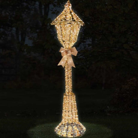 Three Kings Light Up Gold Twist Lamp Post - 230cm