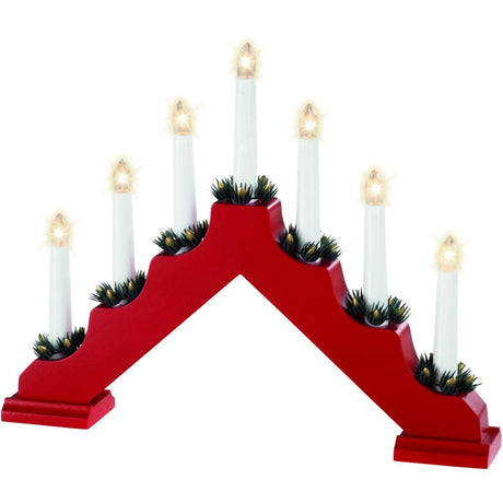 Lumineo Traditional 7 Light Wooden Candle Bridge Mains Operated