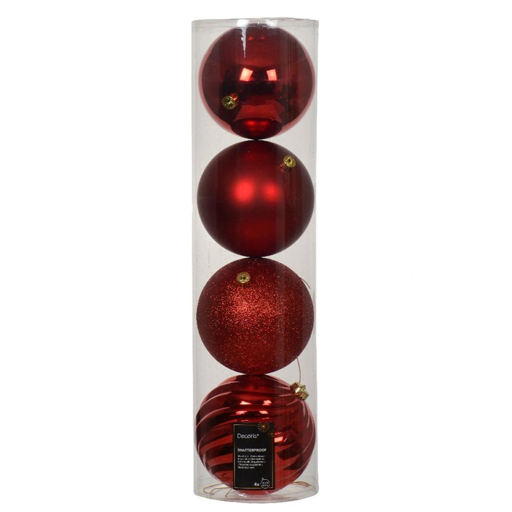Decoris Light Gold Shatterproof Baubles - Pack of 4