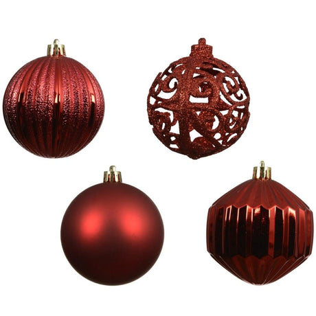 Decoris Christmas Red Shatterproof Baubles - Pack of 16 | 9028341