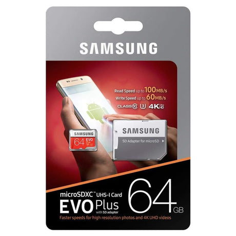 Samsung 64GB microSD XC EVO Plus Memory Card with Adapter UHS-I U3 Class10 | MB-MC64GA/EU