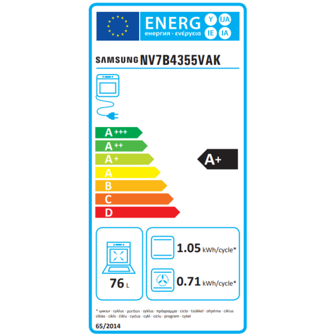 Samsung Series 4 Electric Smart Single Oven With Dual Cook 76 Litre  - Black | NV7B4355VAK/U4