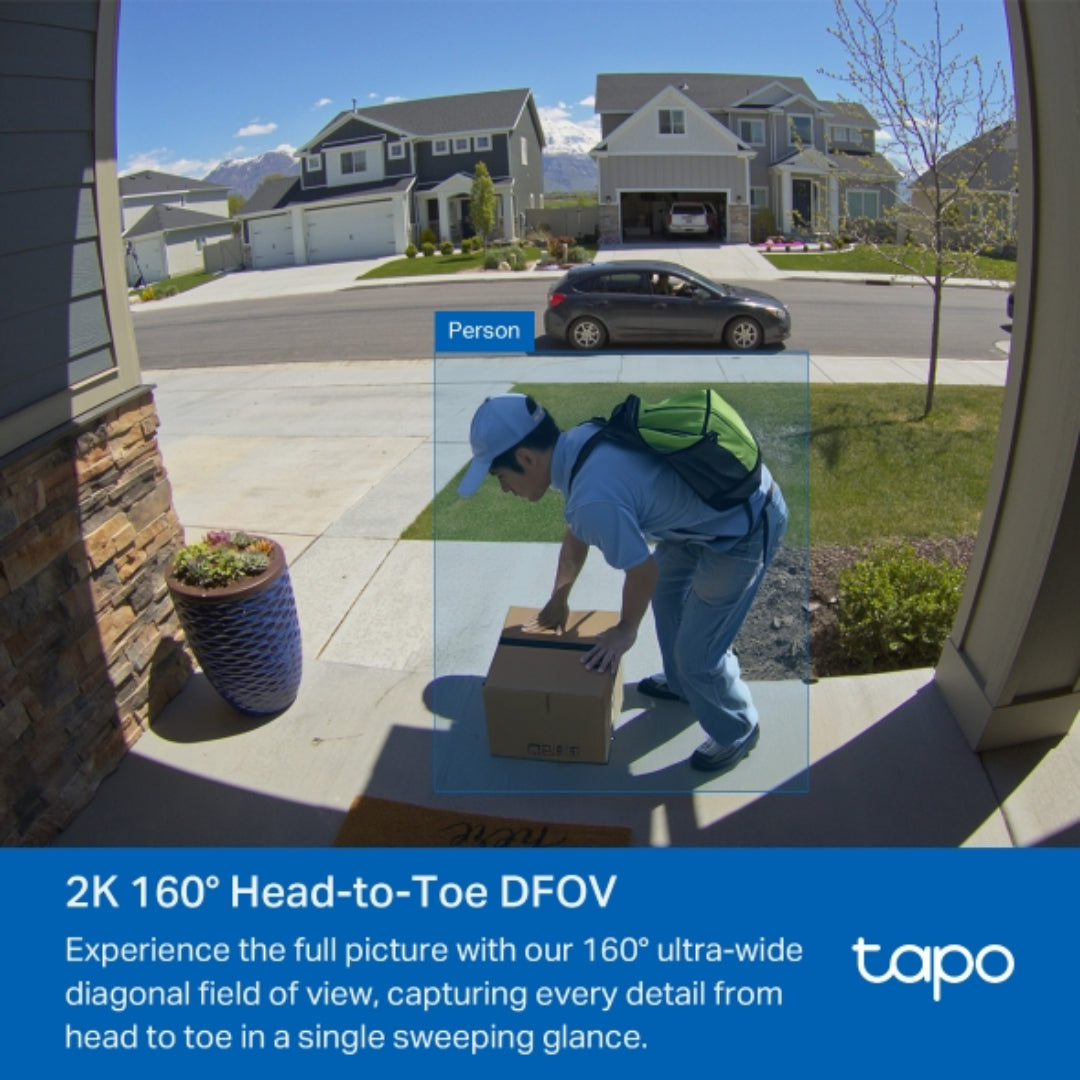 TP-Link Tapo 2K Wireless Video Doorbell Camera with Chime - White | TAPOD210