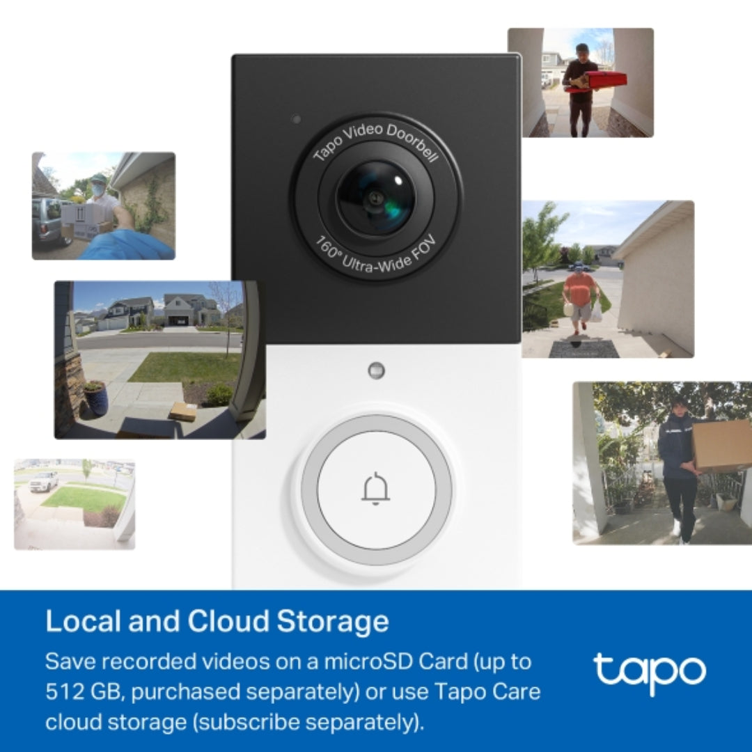 TP-Link Tapo 2K Wireless Video Doorbell Camera with Chime - White | TAPOD210