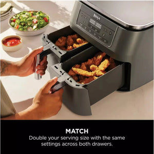 Ninja Dual Zone Air Fryer 7.6L 2400W - All Black | DZ300UK