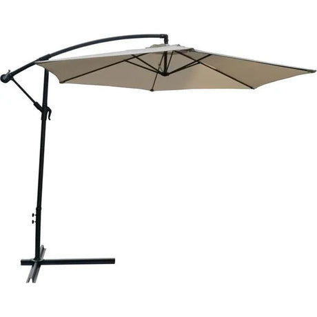 Euroactive 3 metre cantilever parasol in beige with black metal pole and offset umbrella design for garden or patio shade