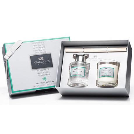 Newgrange Living Luxury Candle and Diffuser Set - Lotus Flower and White Tea