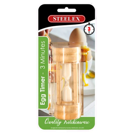 Steelex 3 Minute Egg Time Wooden Stand Kitchen Timer