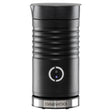 Daewoo black electric milk frother with stainless steel base, 200ml capacity, featuring ribbed design and illuminated control button