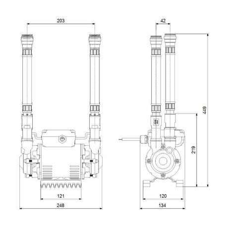 Grundfos Amazon Grundfos STP 2.0  Positive Twin Brass Shower Pump 2 Bar | 98284253