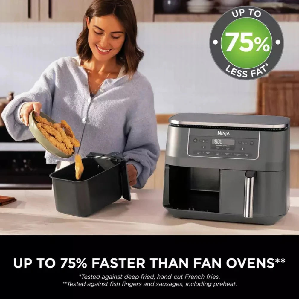 Ninja Dual Zone Air Fryer 7.6L 2400W - All Black | DZ300UK