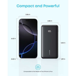 Anker Zolo Power Bank 20,000mAh 22.5Wwith Built In USB-C x2 Cable - Black | A110EH11