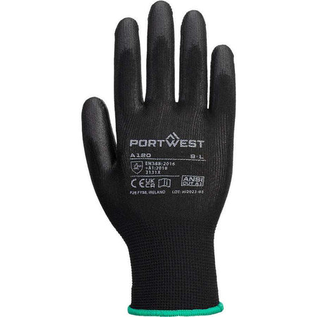 Portwest A120 PU Polyurethane Palm Glove - Black