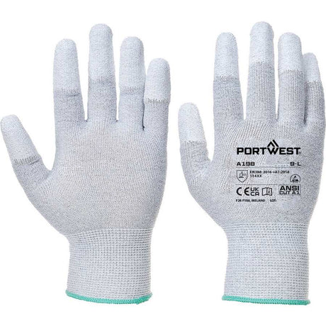 Portwest Antistatic PU Polyurethane Fingertip Glove - Grey