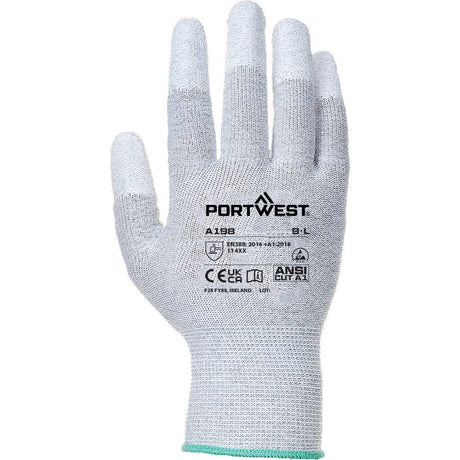Portwest Antistatic PU Polyurethane Fingertip Glove - Grey