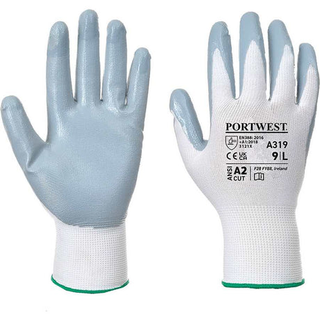 Portwest A319 - Flexo Grip Nitrile Gloves - Grey/White