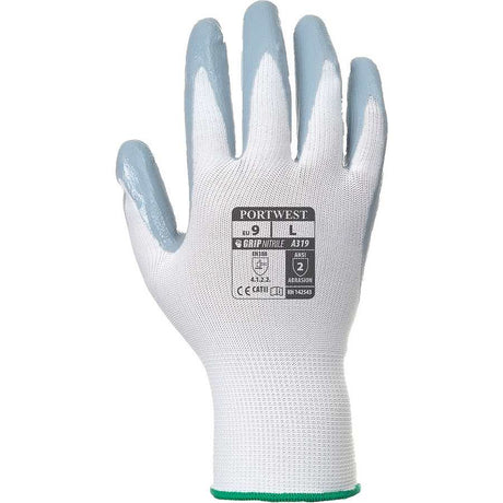 Portwest A319 - Flexo Grip Nitrile Gloves - Grey/White