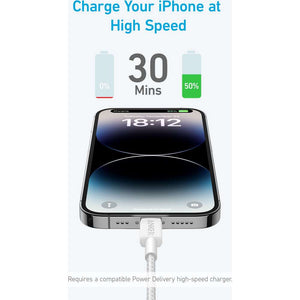 Anker Lightning to USB C Phone Charging Cable 1.8 Metre 6ft - White | A81B6G21