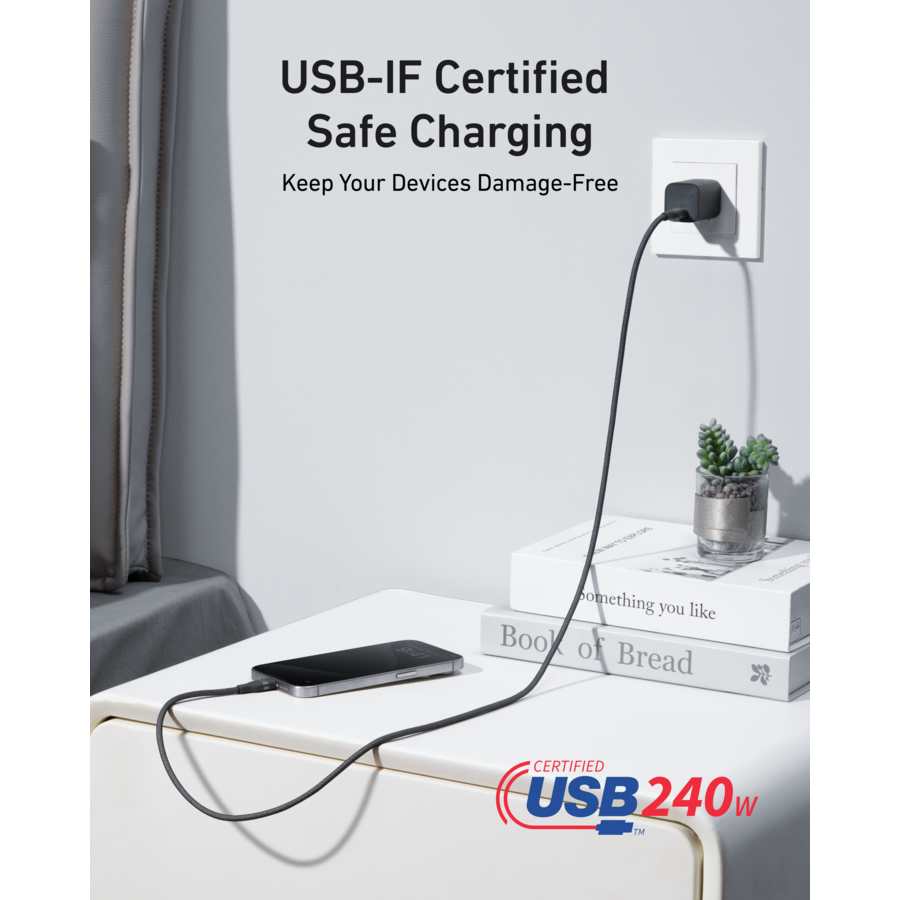 Anker 90cm USB C to USB C 240W Charging Cable - Black | A82E2H11