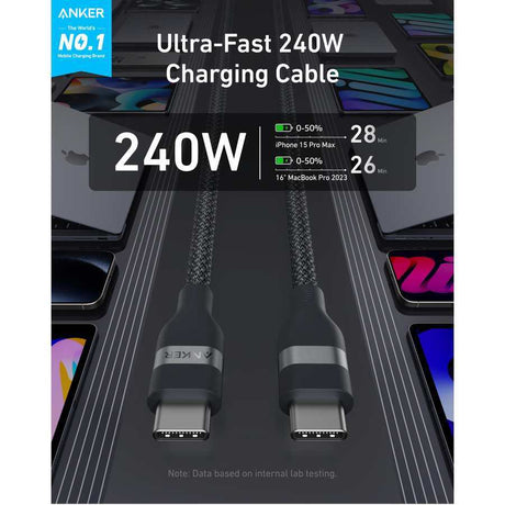 Anker USB C to USB C Cable Phone Charging Cable 1.83 Metre - Black | A82E2H12