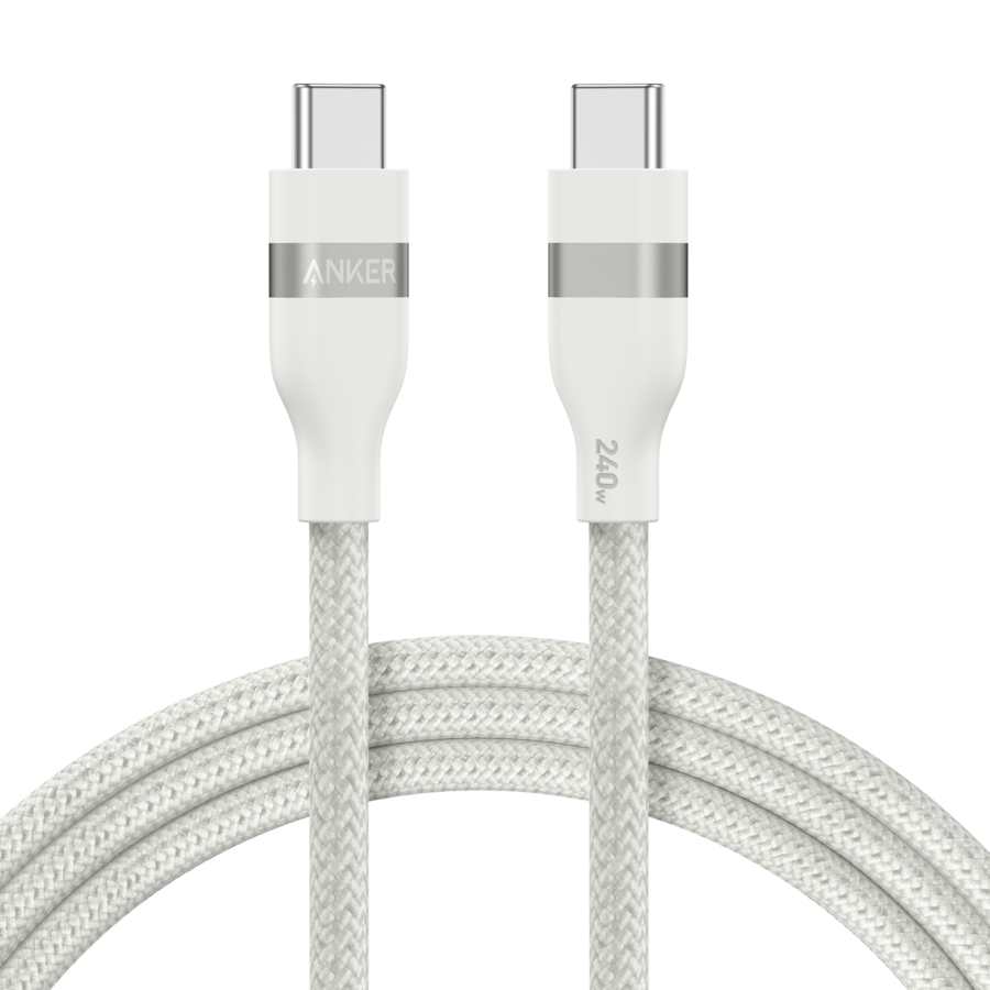 Anker 240W Braided USB C to USB C Phone Charging Cable - White | A82E2H22