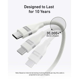 Anker 240W Braided USB C to USB C Phone Charging Cable - White | A82E2H22