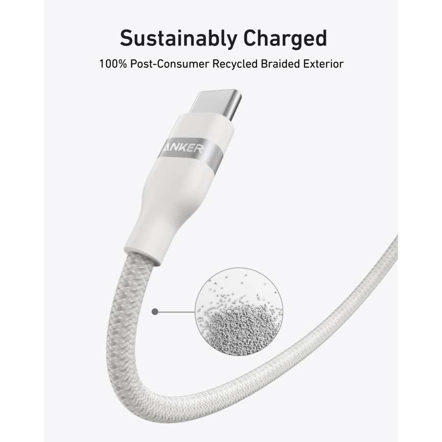 Anker 240W Braided USB C to USB C Phone Charging Cable - White | A82E2H22