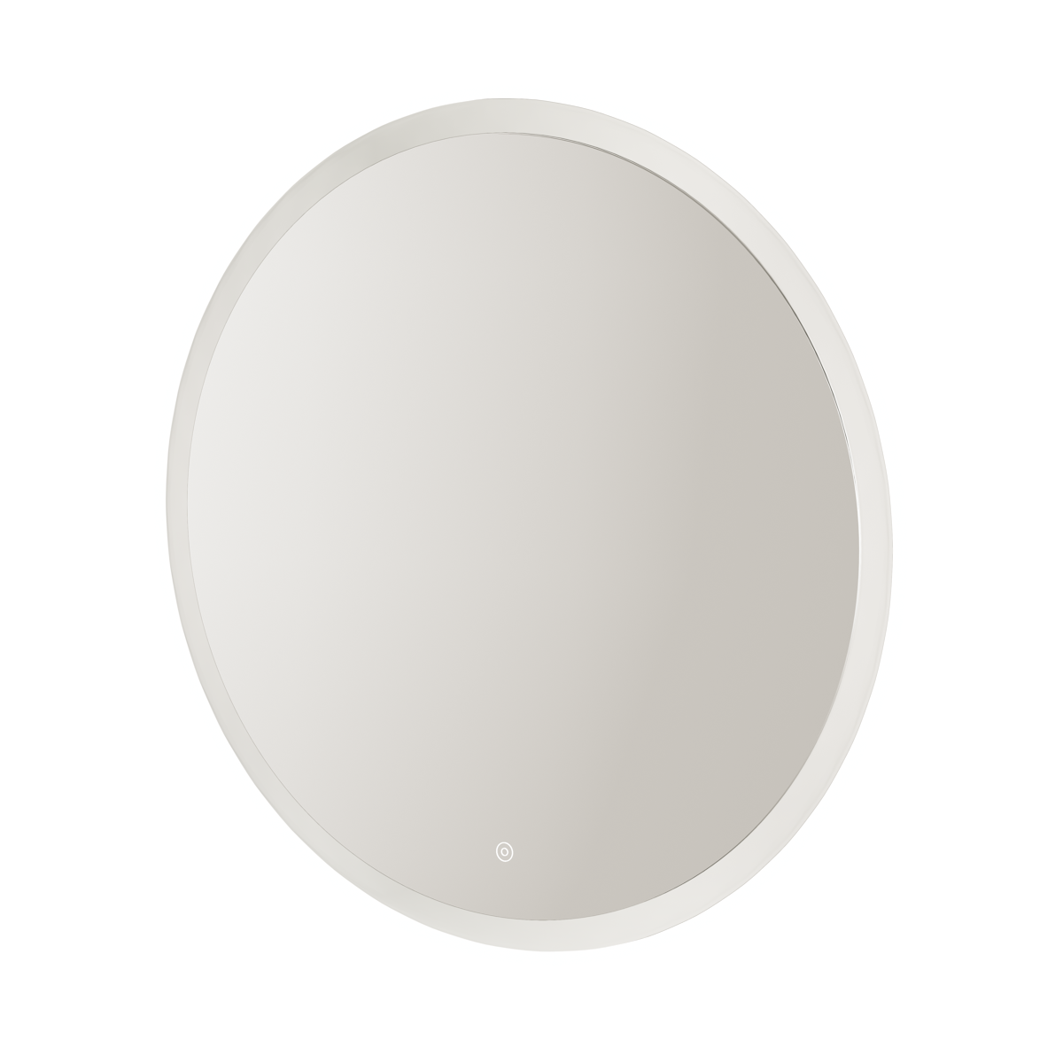Aqualla Saturn Round LED Bathroom Mirror 800mm white frame with illuminated touch control button front view