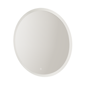 Aqualla Saturn Round LED Bathroom Mirror 800mm white frame with illuminated touch control button front view