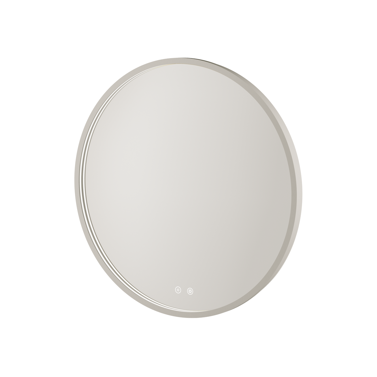 Aqualla Solaris oval LED bathroom mirror in gunmetal grey with integrated touch controls and modern minimalist design