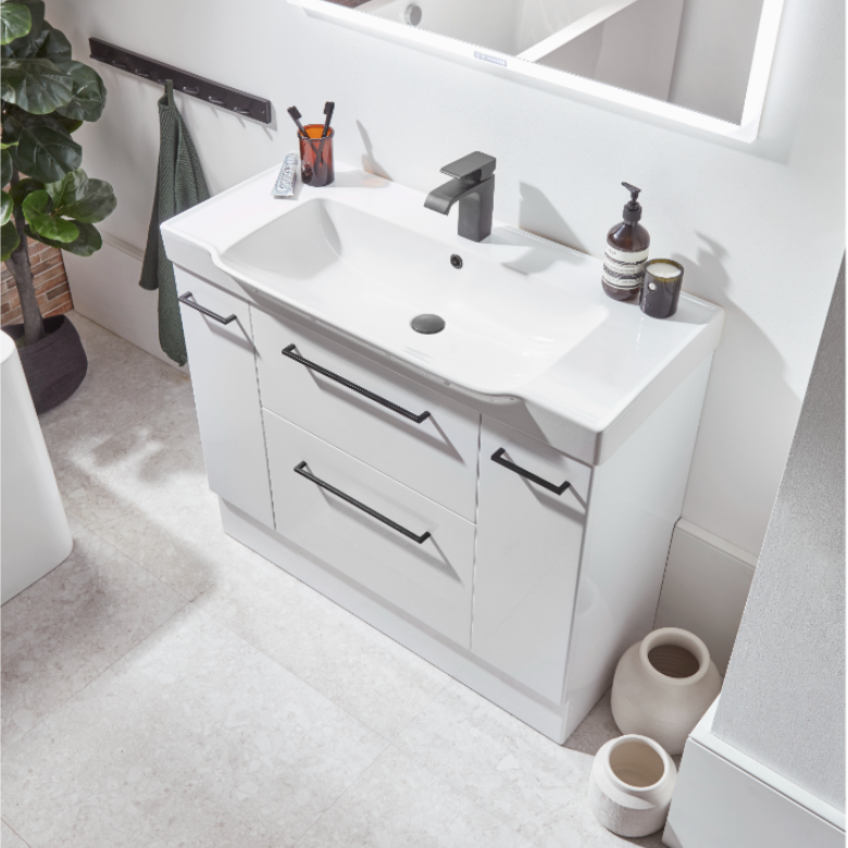 Roper Rhodes | Academy Vanity Units | 600 to 1000mm | Gloss White, Matt Derwent Blue, Gloss Agave