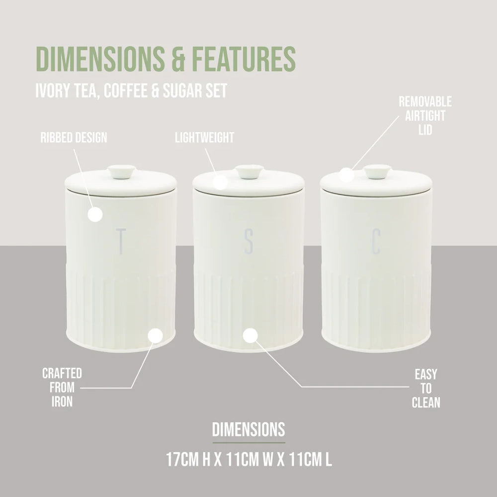 Blackmoor Tea Coffee Sugar and Bread Bin Set - Ivory | 62829